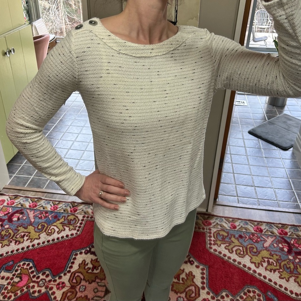 LOFT Cream Textured Knit Sweater